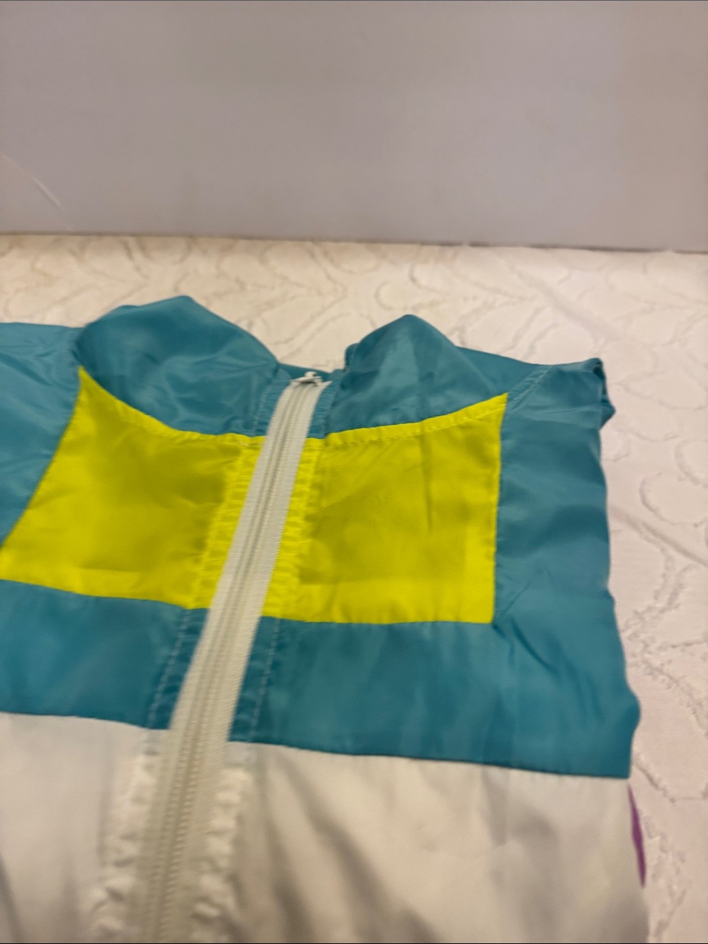 Women's Colorblock windbreaker Jumpsuit - Teal & Yellow 90’s aesthetic